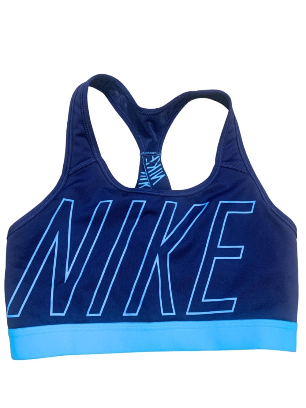 Nike Dri-FIT Non-Padded Sports Bra Navy Blue Medium Athleisure Yoga Blokecore